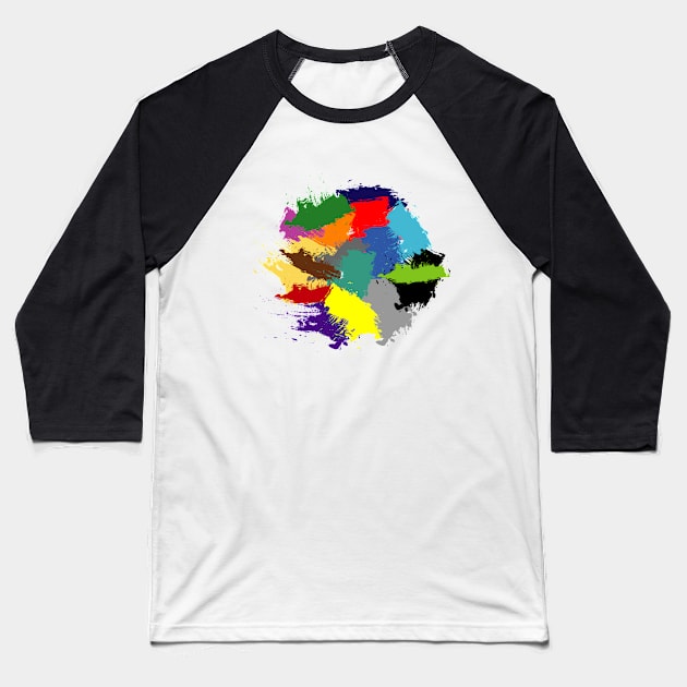 Colorful Brush Mess Baseball T-Shirt by BlueCloverTrends